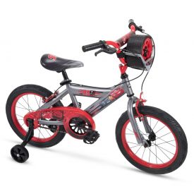 Disney Cars Kid Bike Quick Connect Assembly, Tire Case Storage & Training Wheels, 16" Grey