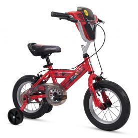 Disney Cars Kid Bike Quick Connect Assembly, Handlebar Plaque w/ Sounds & Training Wheels, 12" Red